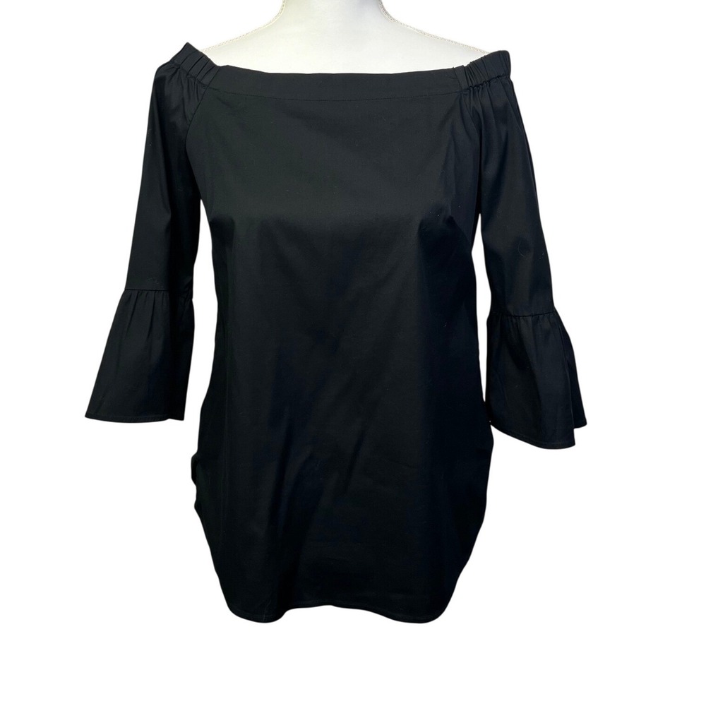 White House Black Market Whimsigoth Off Shoulder Bell Sleeve Black Top XS